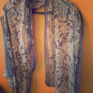 Beautiful denim blue paisley scarf sheer